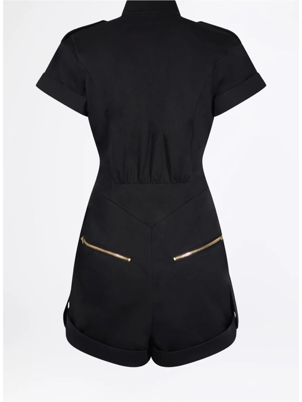 Esther Perbandt Marfa Overalls Black Zip-Front Short Sleeve Romper 36 - Picture 3 of 16